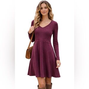 Toad&Co Plum Long Sleeve Dress Size S Fit & Flare Sustainable Tencel Blend